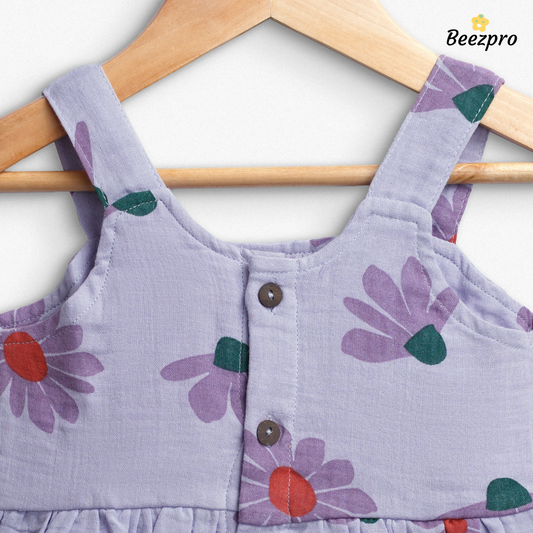 Organic Cotton Muslin Frock Lilac Blossom