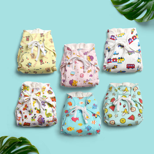 (Pack of 6) Padded Nappies (Mixed colours only)