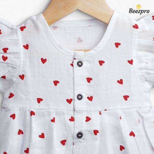 Organic Cotton Muslin Frock Sweetheart White