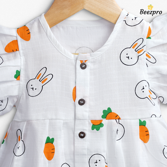 Organic Cotton Muslin Frock Bunny & Carrot Tales