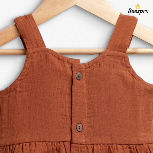 Organic Cotton Muslin Frock Warm Cocoa