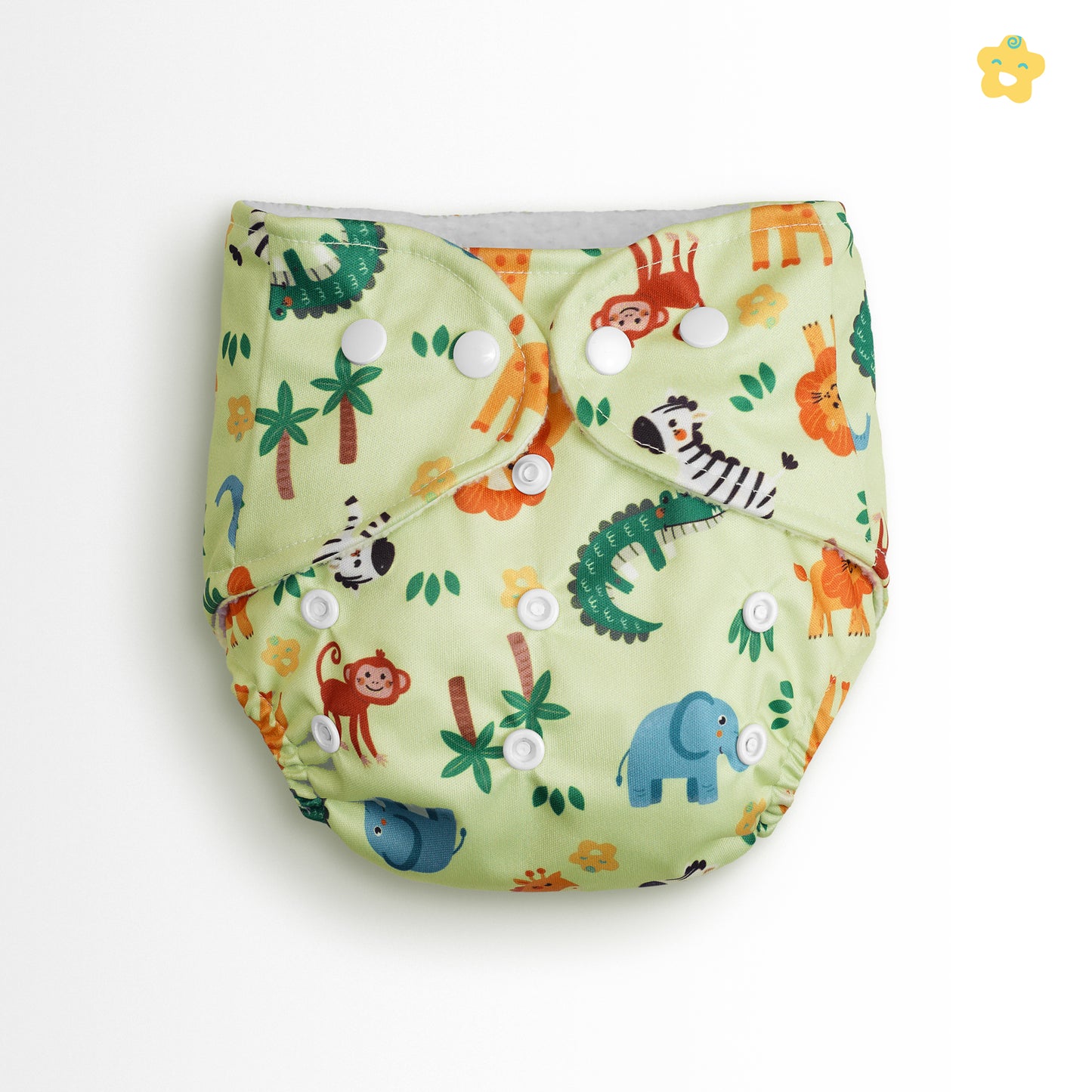 Safe Bottoms Reusuable Cloth Diaper (Light Green Jungle Animals)