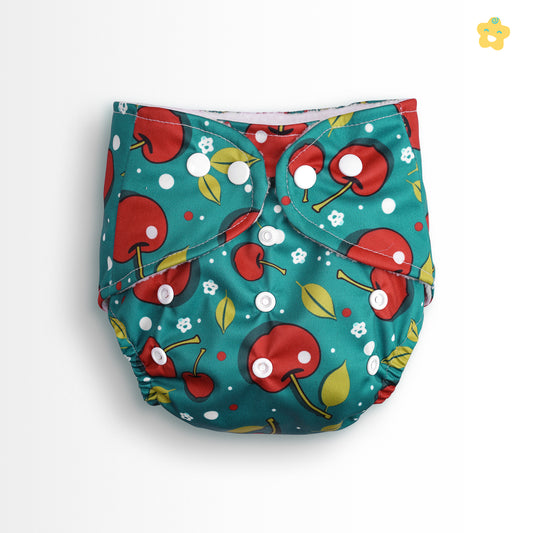 Safe Bottoms Reusuable Cloth Diaper + Extra 1 Insert (Cherry Meadow Delight)