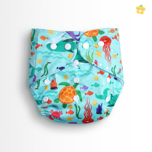 Safe Bottoms Reusuable Cloth Diaper + Extra 1 Insert (Ocean)