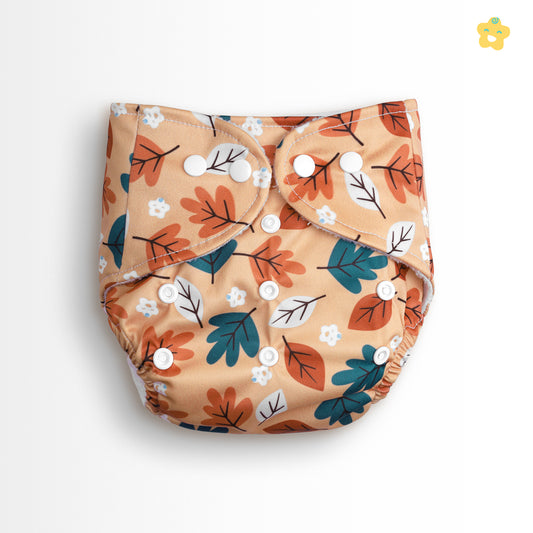 Safe Bottoms Reusuable Cloth Diaper + Extra 1 Insert (Autumn Leaf Bliss)