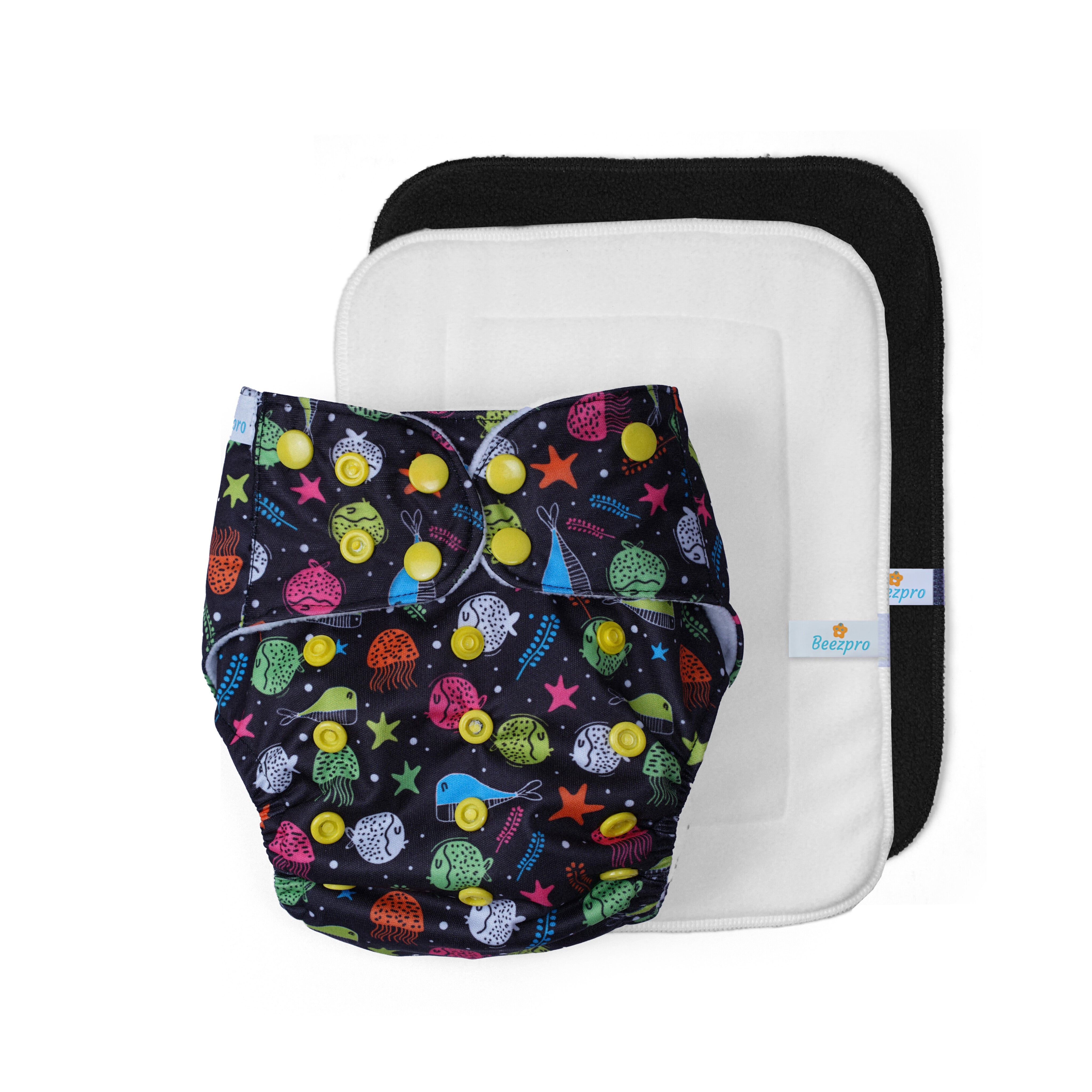 Safe Bottoms Reusuable Cloth Diaper (Star Black)