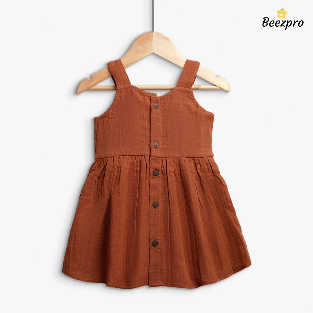 Organic Cotton Muslin Frock Warm Cocoa