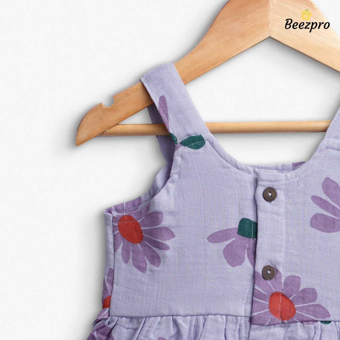 Organic Cotton Muslin Frock Lilac Blossom