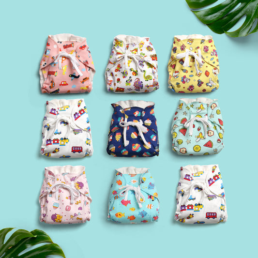 (Pack of 9) Padded Nappies (Mixed colours only)