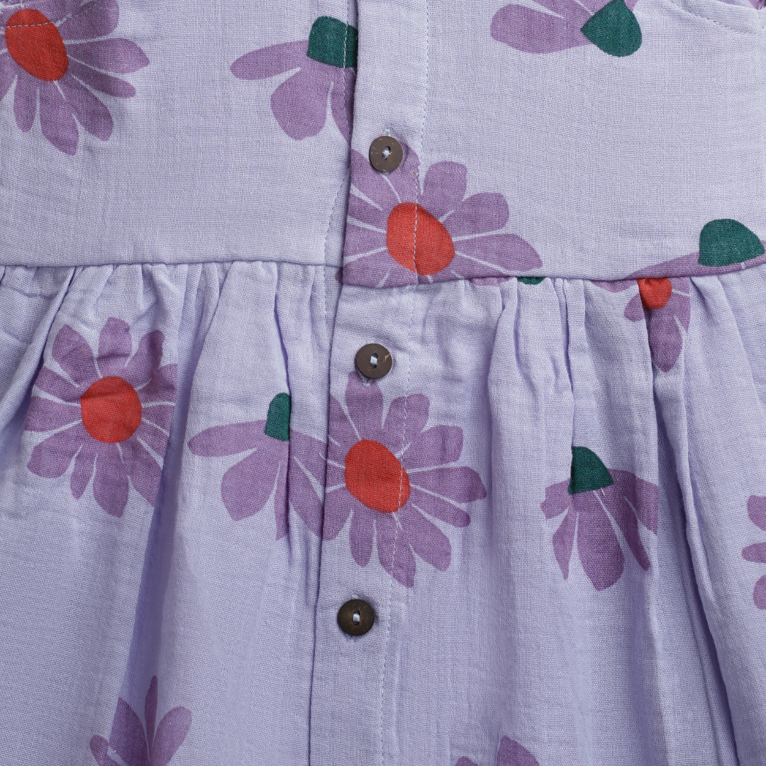 Organic Cotton Muslin Frock Lilac Blossom