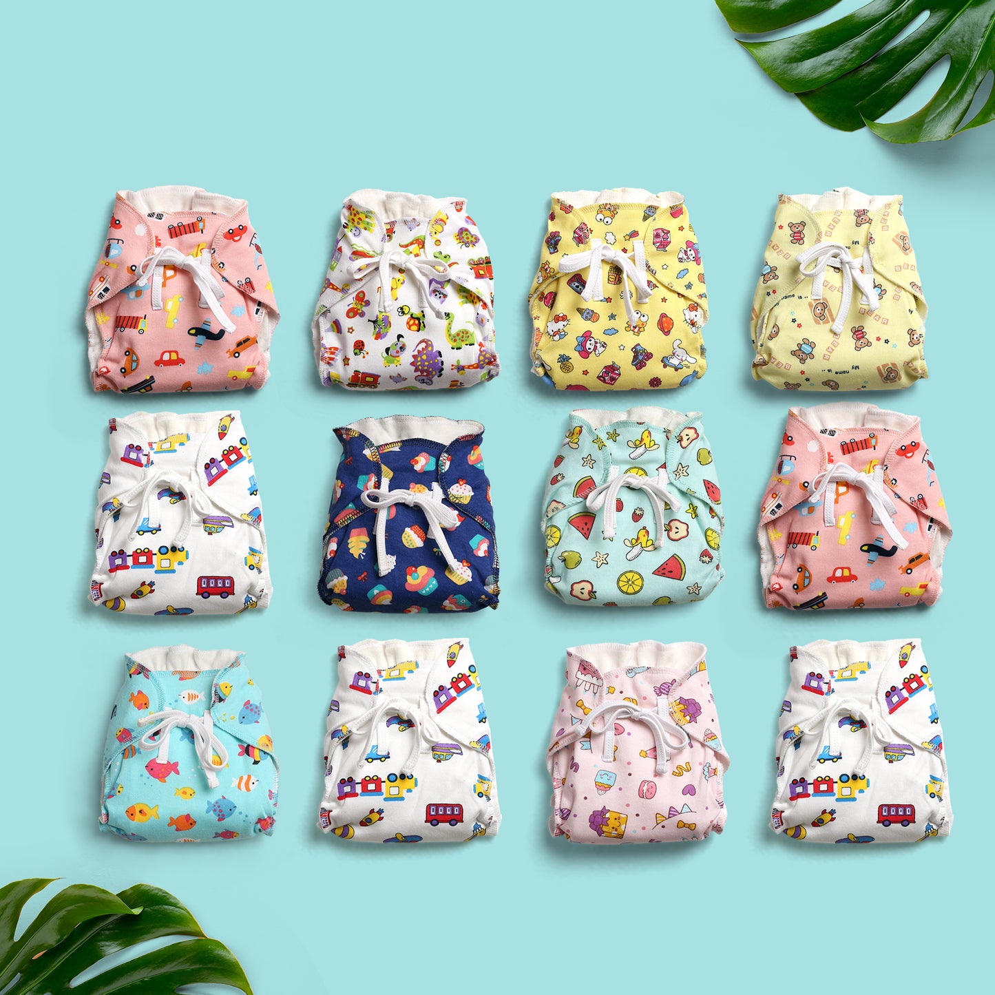 (Pack of 12) Padded Nappies (Mixed colours only)
