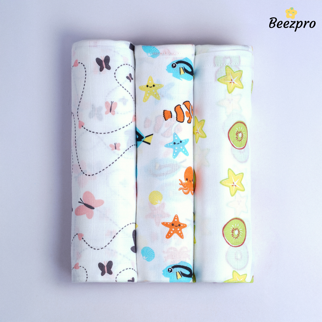 Organic Cotton Muslin Swaddle (Mixed Colours Only) Pack of 2