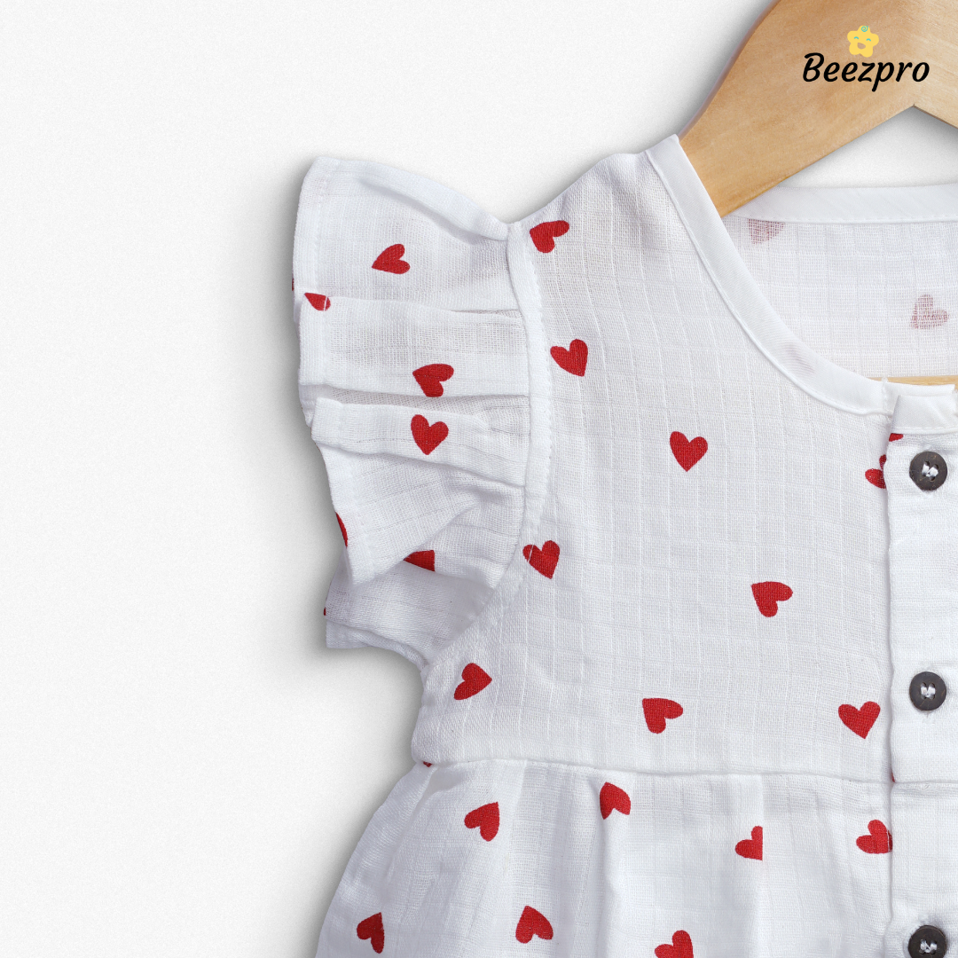 Organic Cotton Muslin Frock Sweetheart White