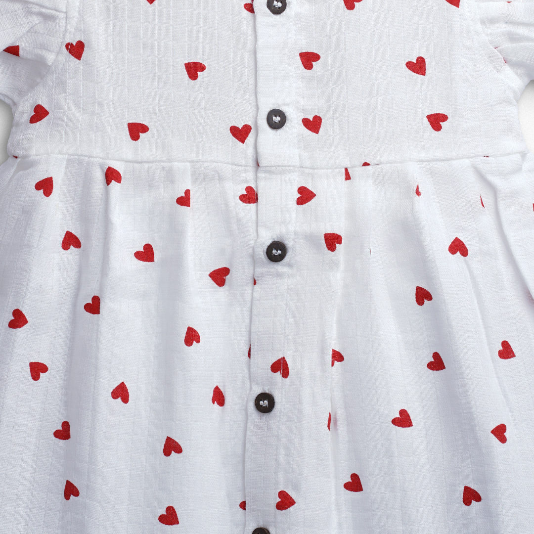 Organic Cotton Muslin Frock Sweetheart White