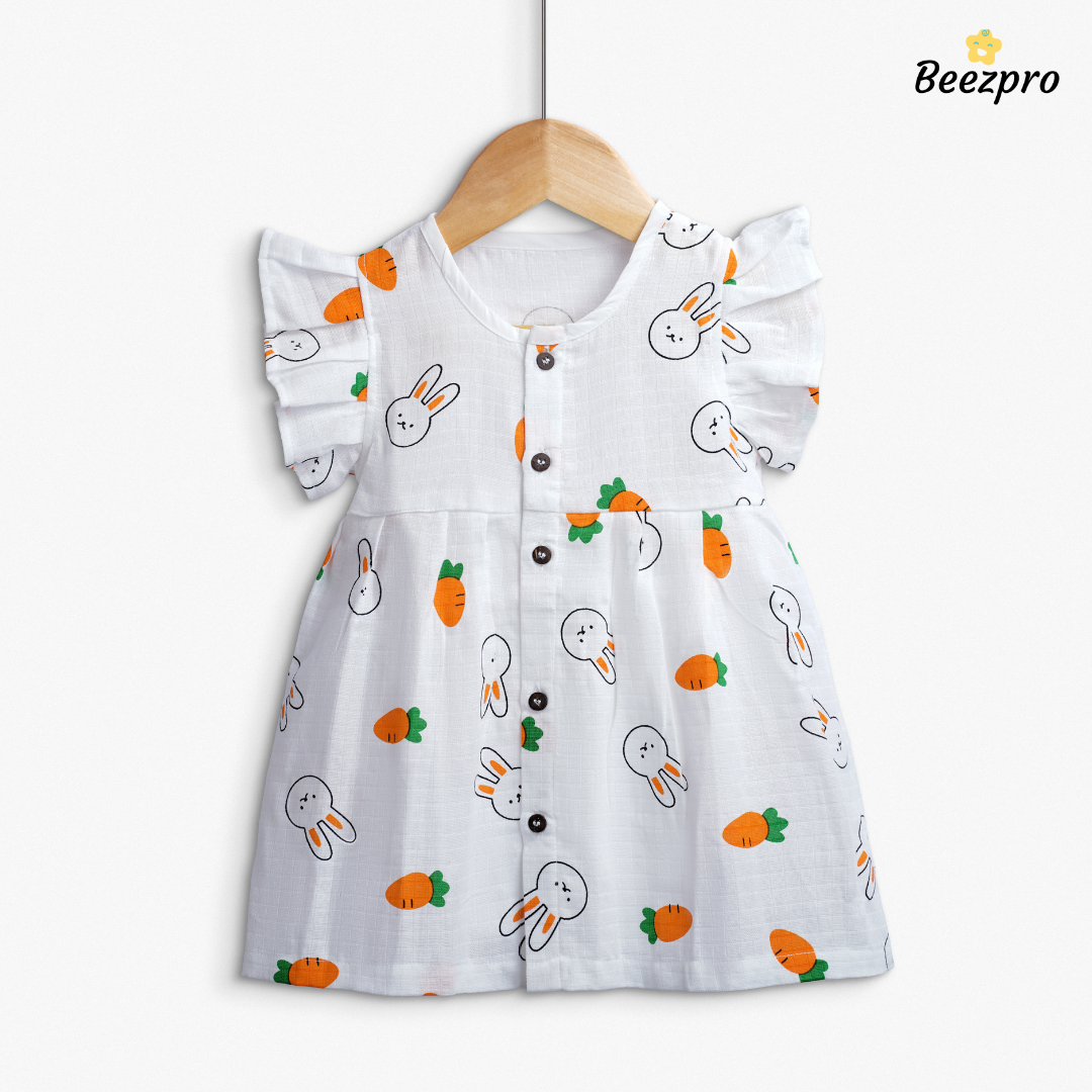Organic Cotton Muslin Frock Bunny & Carrot Tales