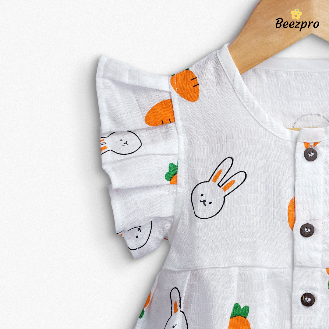 Organic Cotton Muslin Frock Bunny & Carrot Tales