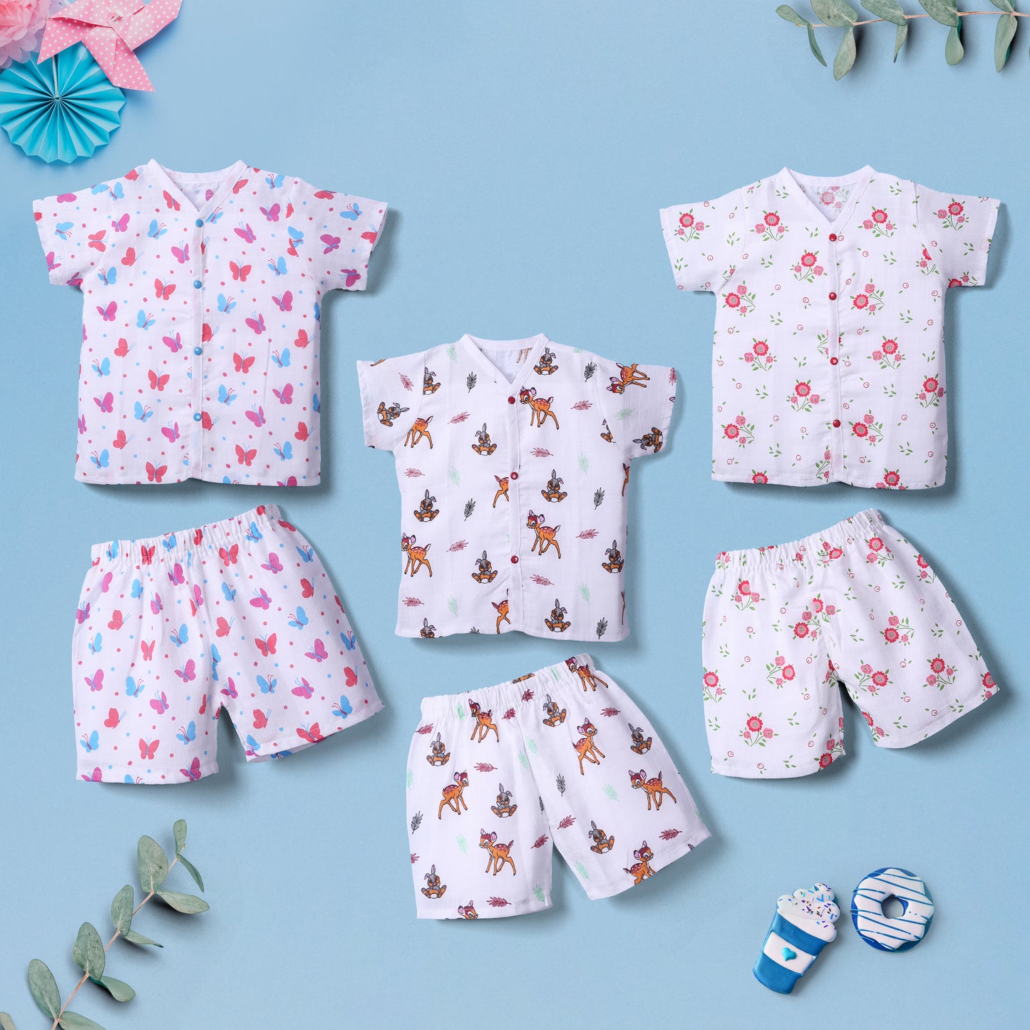 Pack of 3 Organic Cotton Unisex Co-Ord sets (Mixed colours Only)