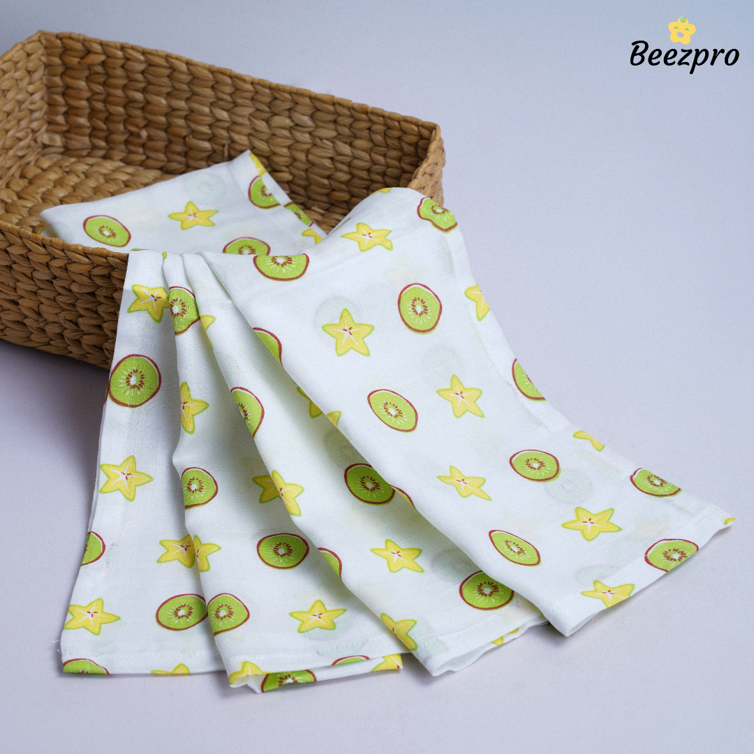 Organic Cotton Muslin Swaddle Kiwi Star Delight