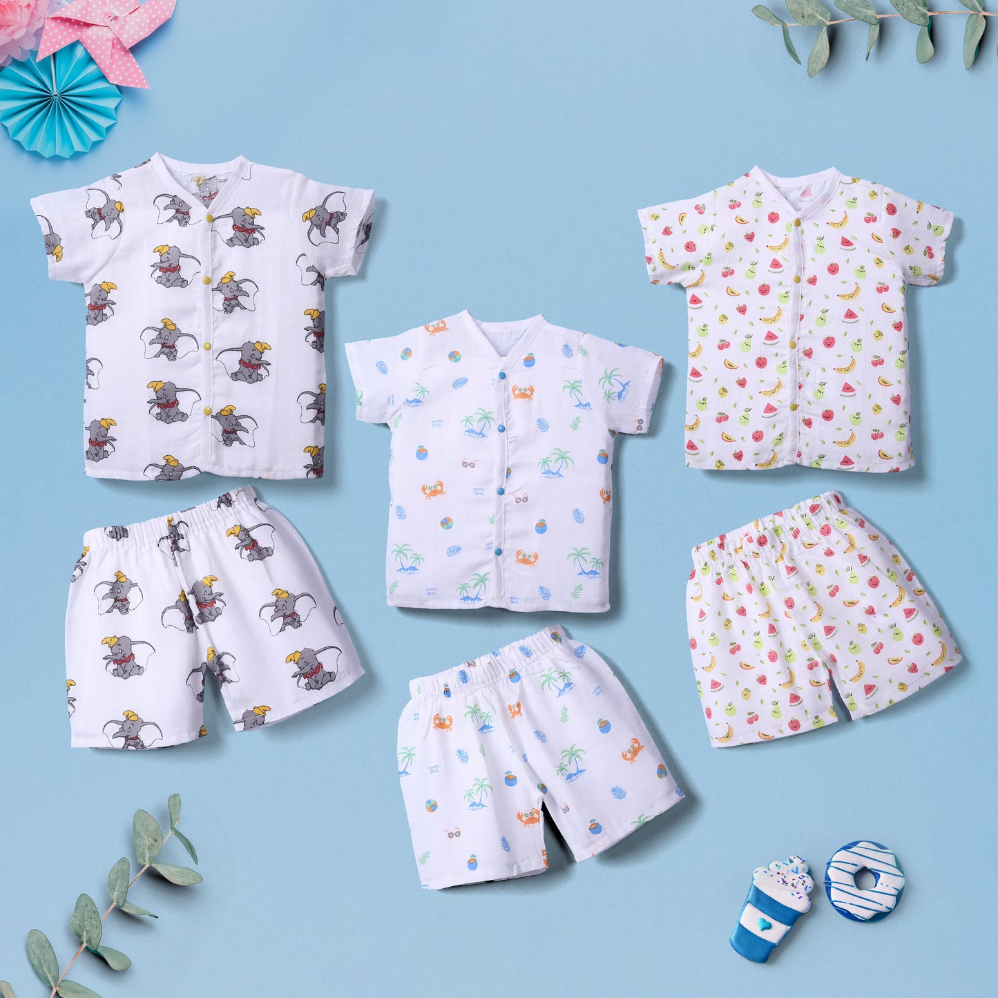 Pack of 3 Organic Cotton Unisex Co-Ord sets (Mixed colours Only)