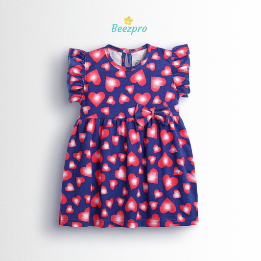 Pure Cotton Frock - Midnight Hearts