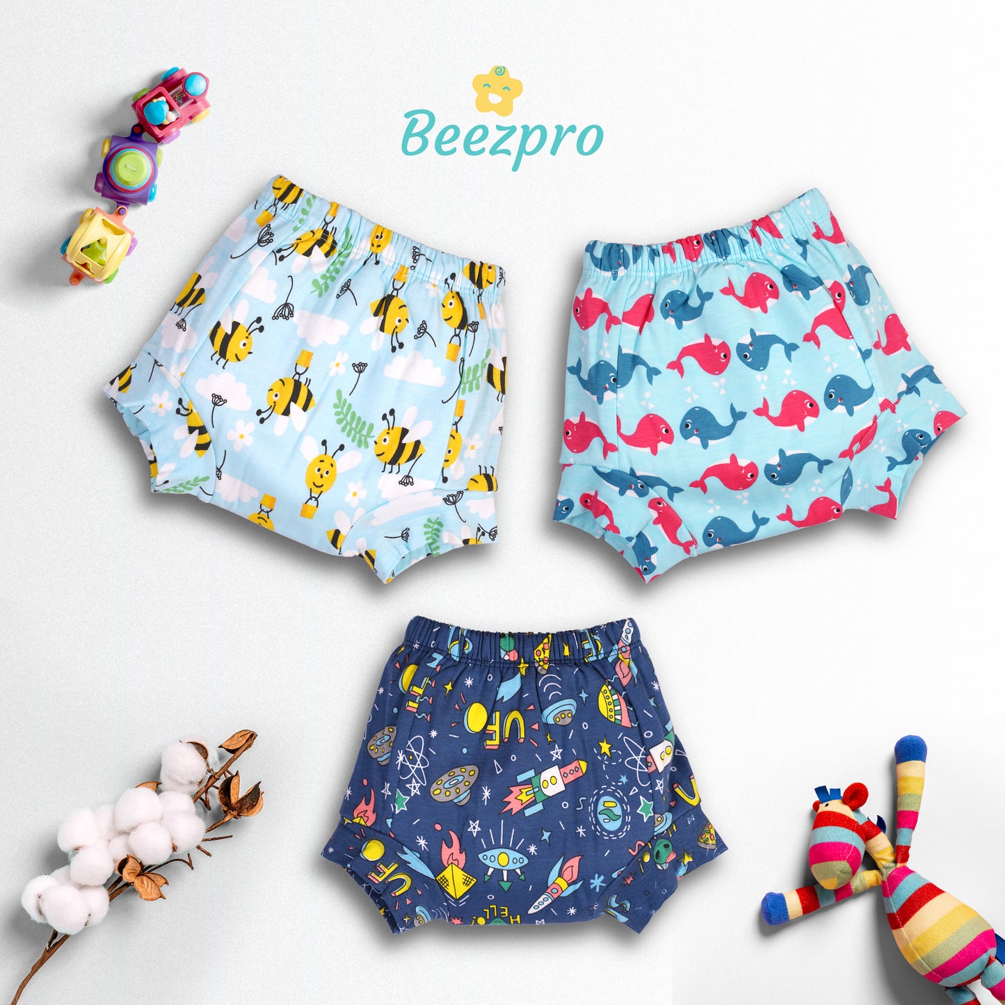 (Pack of 2) Beezpro Snug Fit Padded Underwear (Mixed Colors Only)