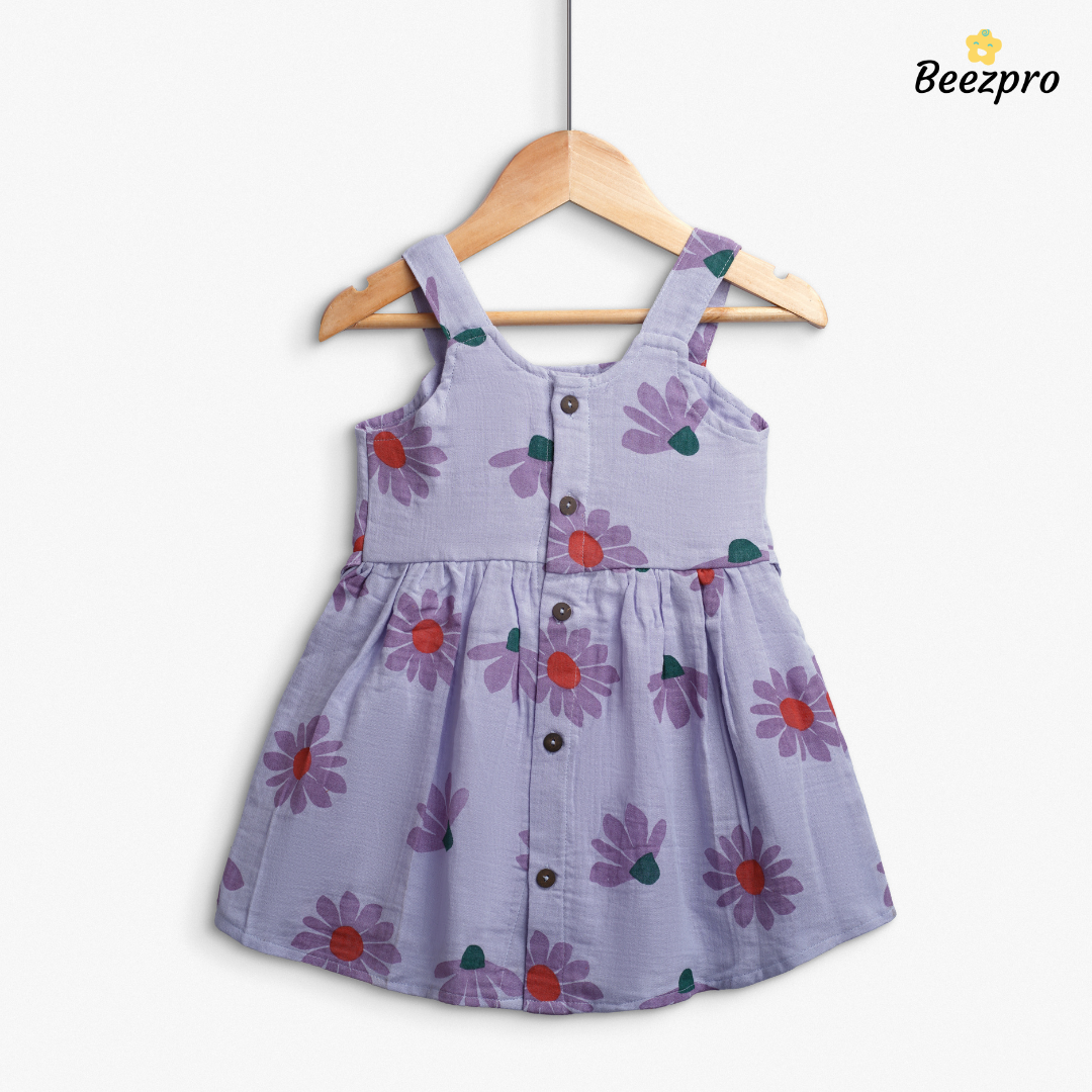 Organic Cotton Muslin Frock Lilac Blossom