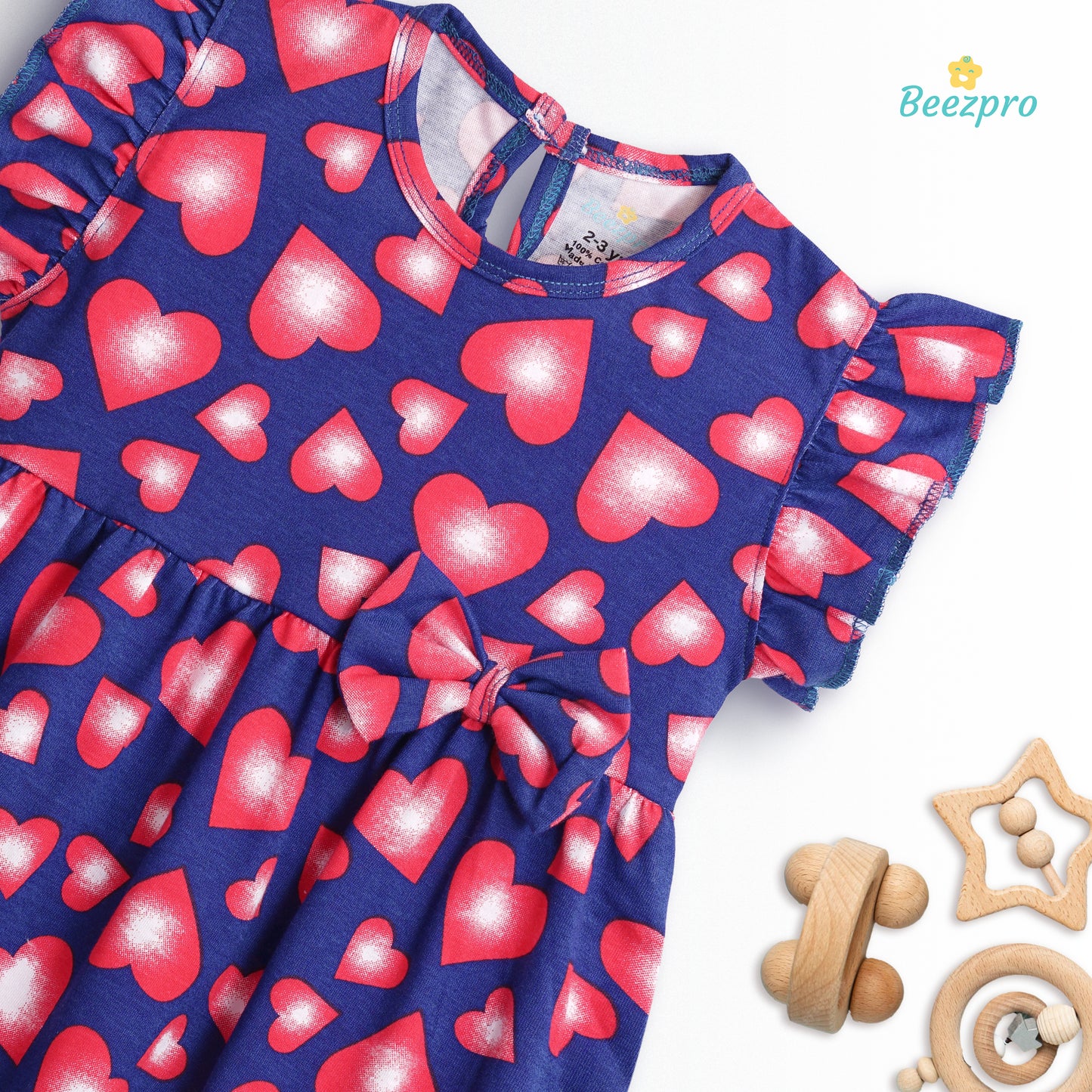 Pure Cotton Frock - Midnight Hearts