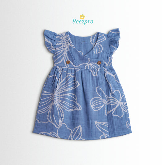 Organic Cotton Muslin Frock – Ocean Bloom