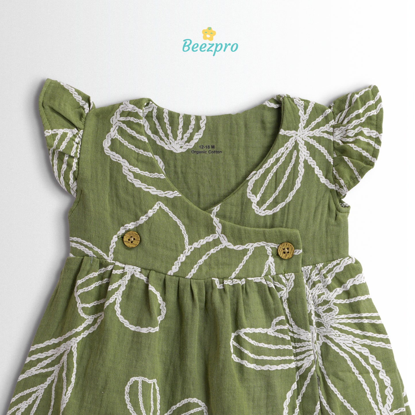 Organic Cotton Muslin Frock – Green Garden Whispers