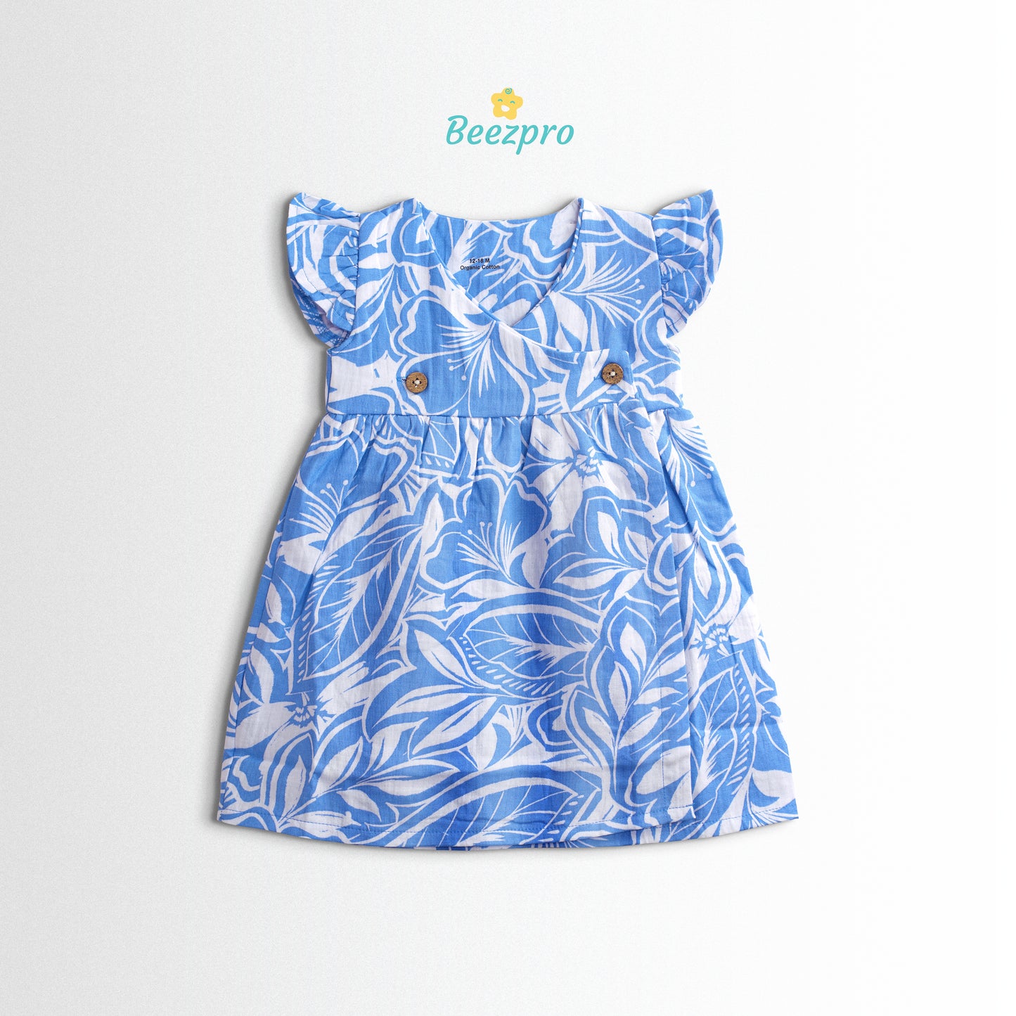 Organic Cotton Muslin Frock – Sky Blues