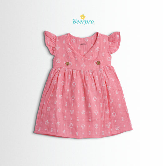 Organic Cotton Muslin Frock – Pink Blush Dreams