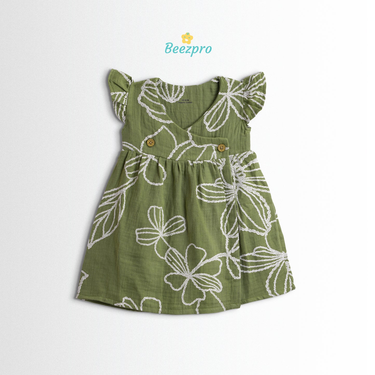 Organic Cotton Muslin Frock – Green Garden Whispers