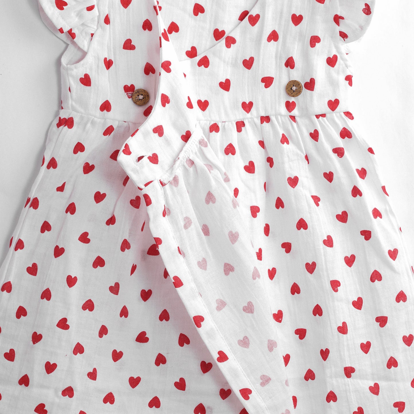 Organic Cotton Muslin Frock – Red Hearts