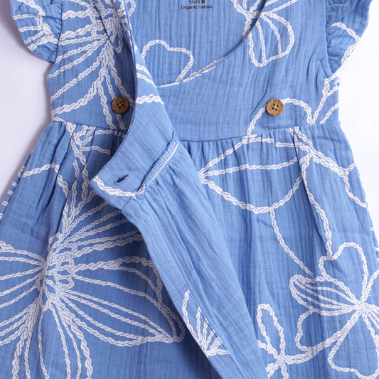 Organic Cotton Muslin Frock – Ocean Bloom