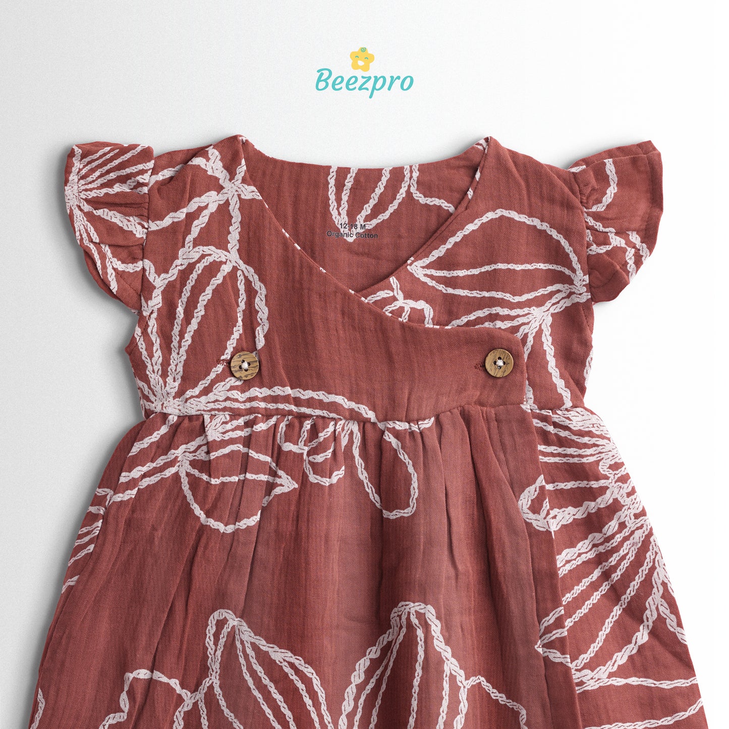 Organic Cotton Muslin Frock – Maroon Blossom Whispers