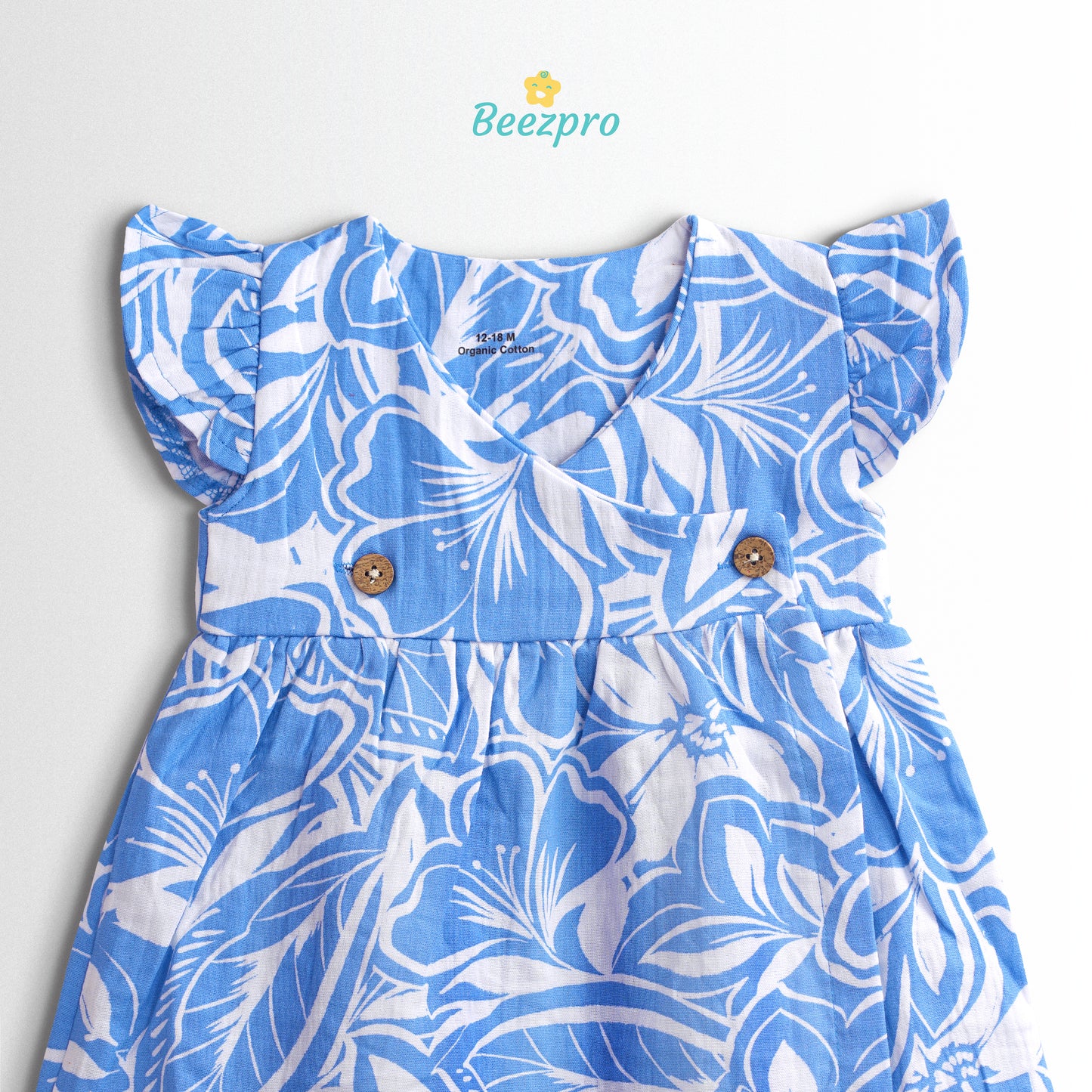 Organic Cotton Muslin Frock – Sky Blues