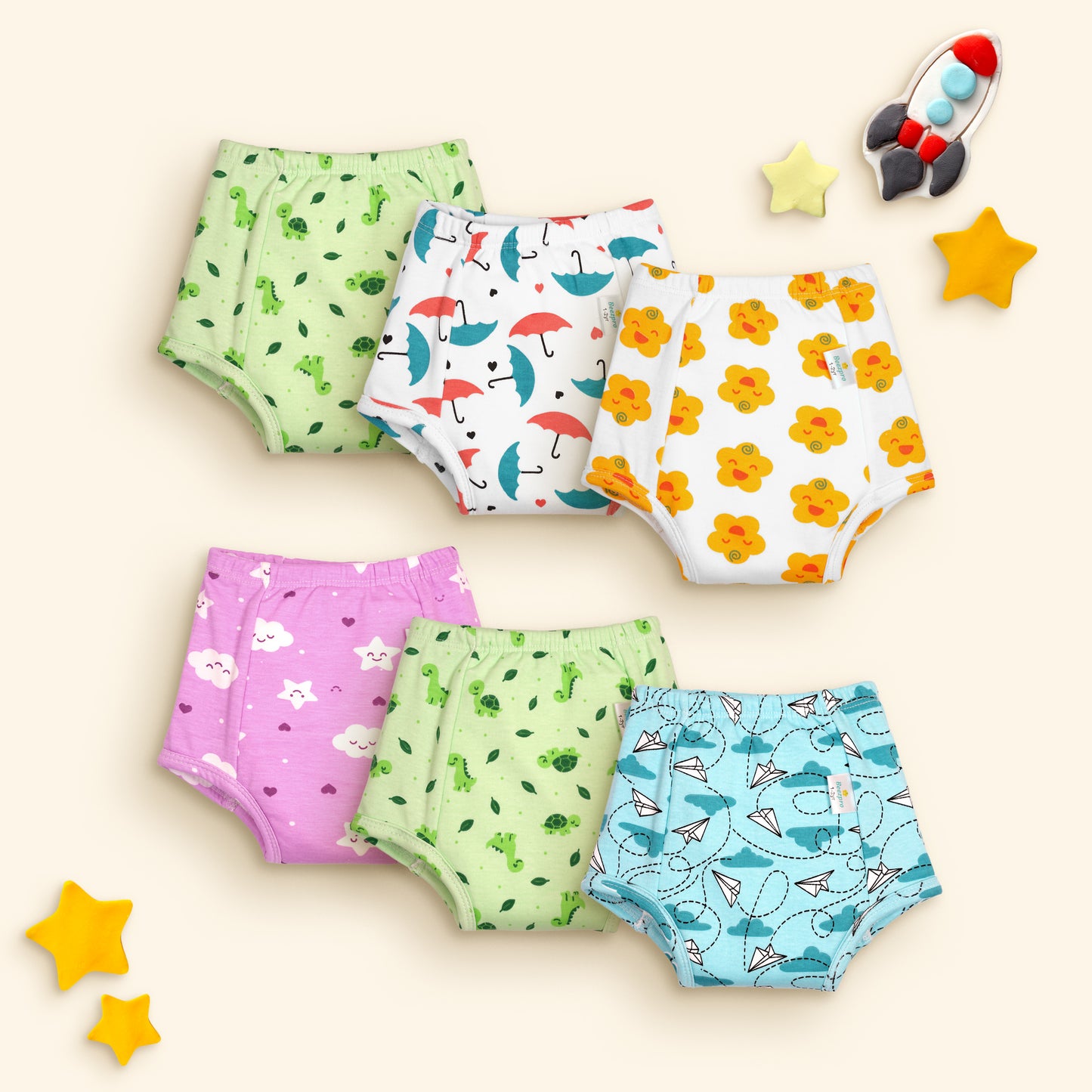 (Pack of 6) Padded Underwear (Mixed Colors Only)