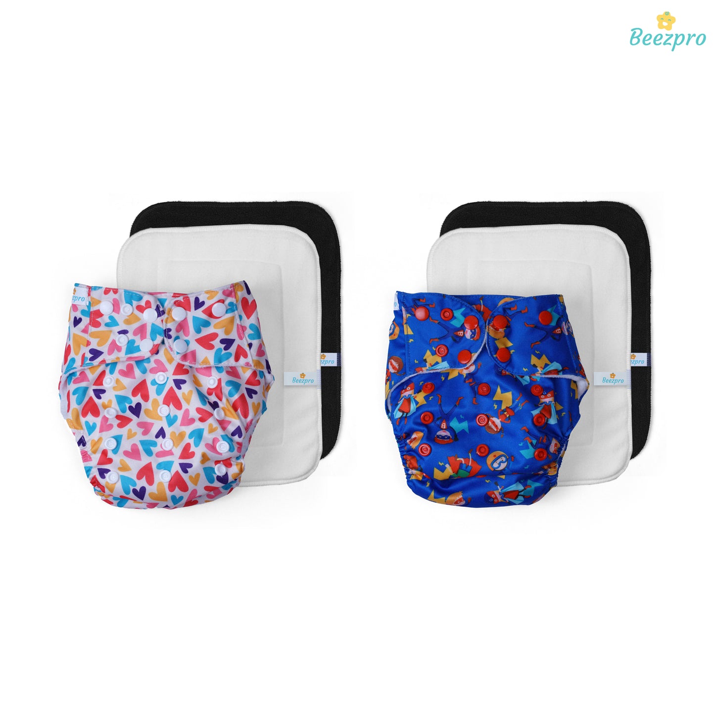 (Pack of 2) Reusuable Cloth Diaper (Mixed Colors Only)