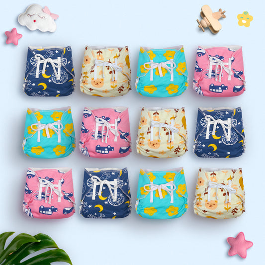 (Pack of 12) Padded Nappies (Mixed colours only)