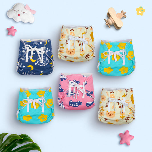 (Pack of 6) Padded Nappies (Mixed colours only)