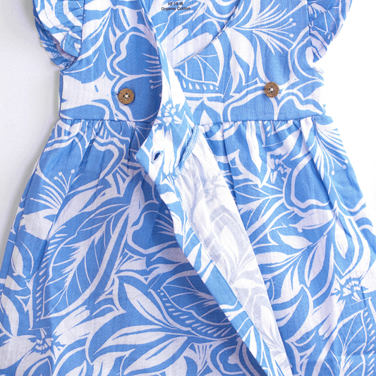 Organic Cotton Muslin Frock – Sky Blues