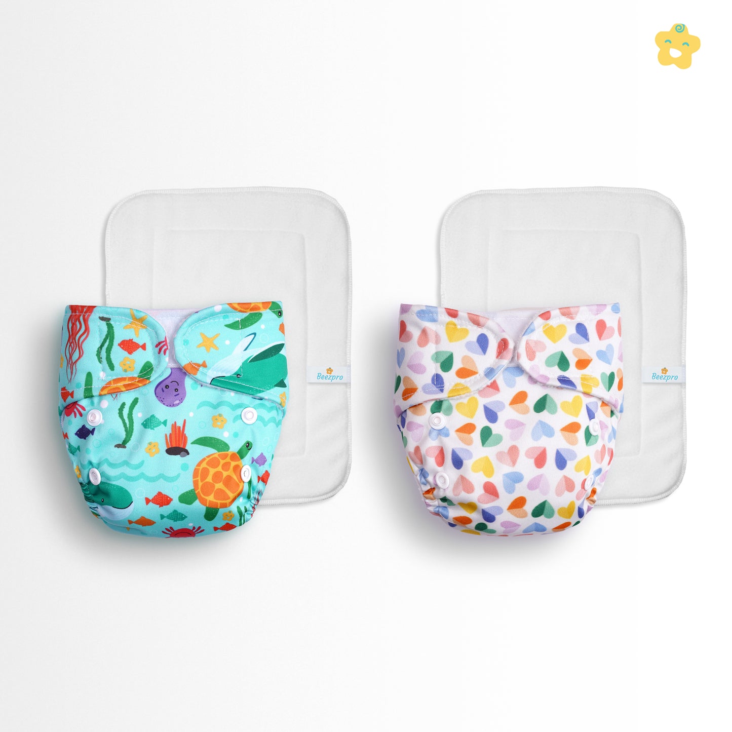(Pack of 2) New Born Reusuable Cloth Diaper (Mixed Colors Only)