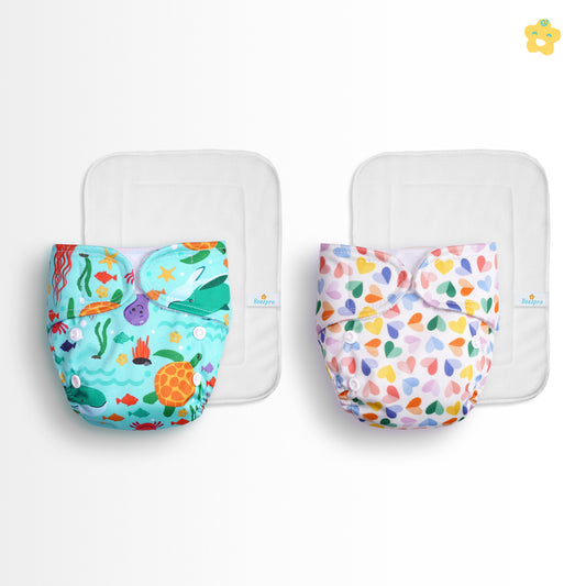 (Pack of 2) New Born Reusuable Cloth Diaper (Mixed Colors Only)