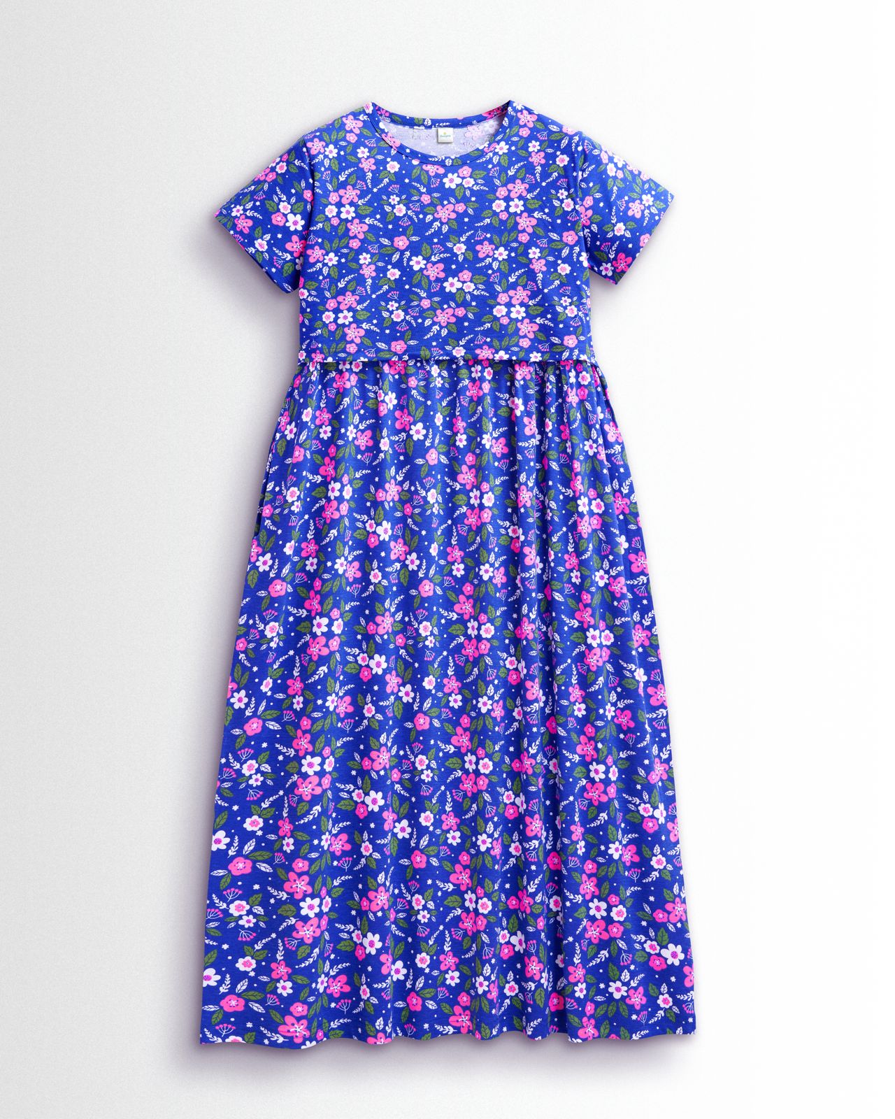 Blue Floral Zipless Maternity & Feeding Dress | Soft Cotton Nursing Wear