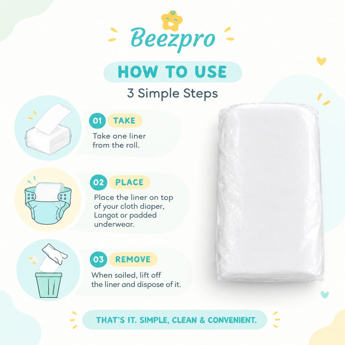 Beezpro Disposable Stay-Dry Diaper Liners